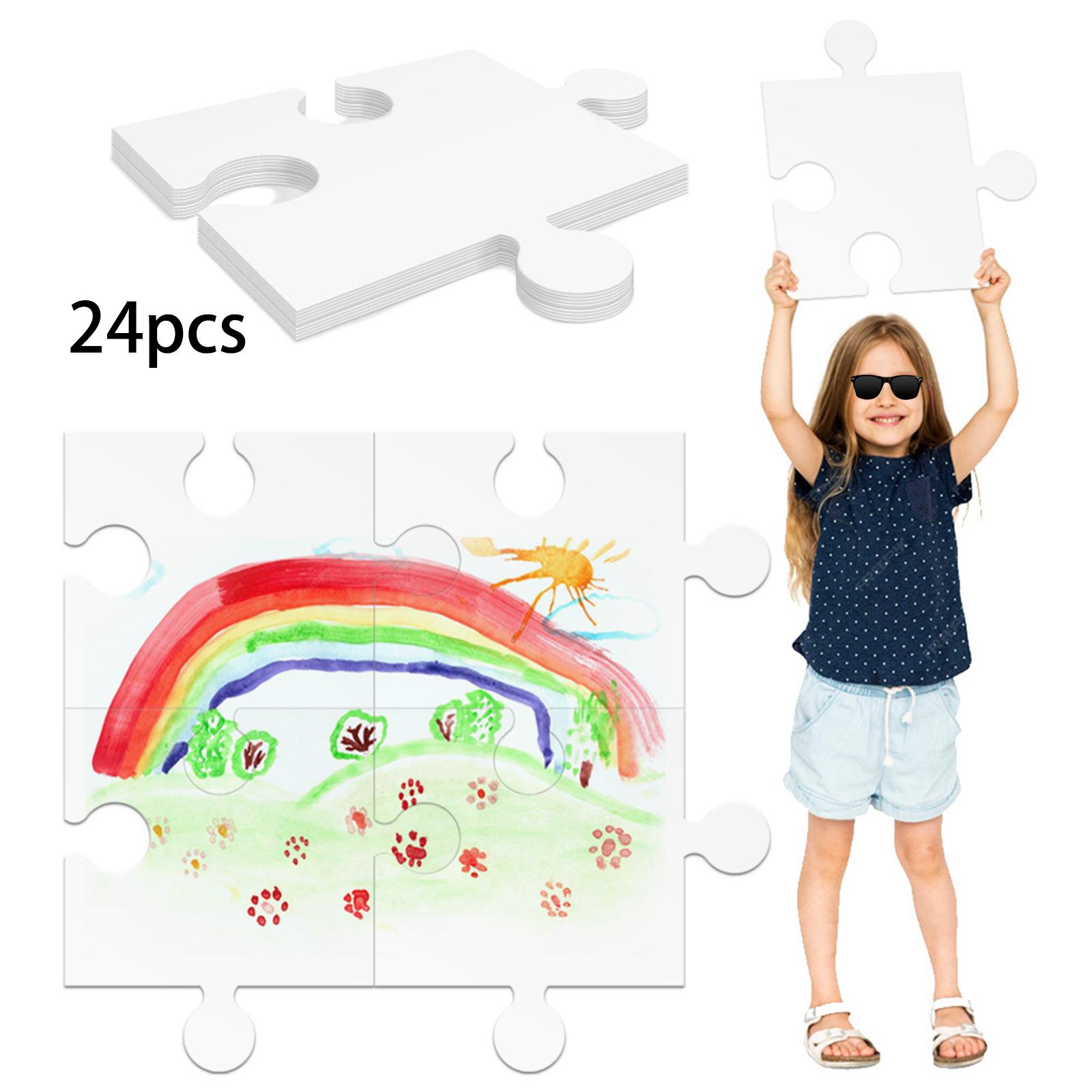 24Pcs White Cardboard Blank Ji - Puzzle Blank White ulasan dan harga