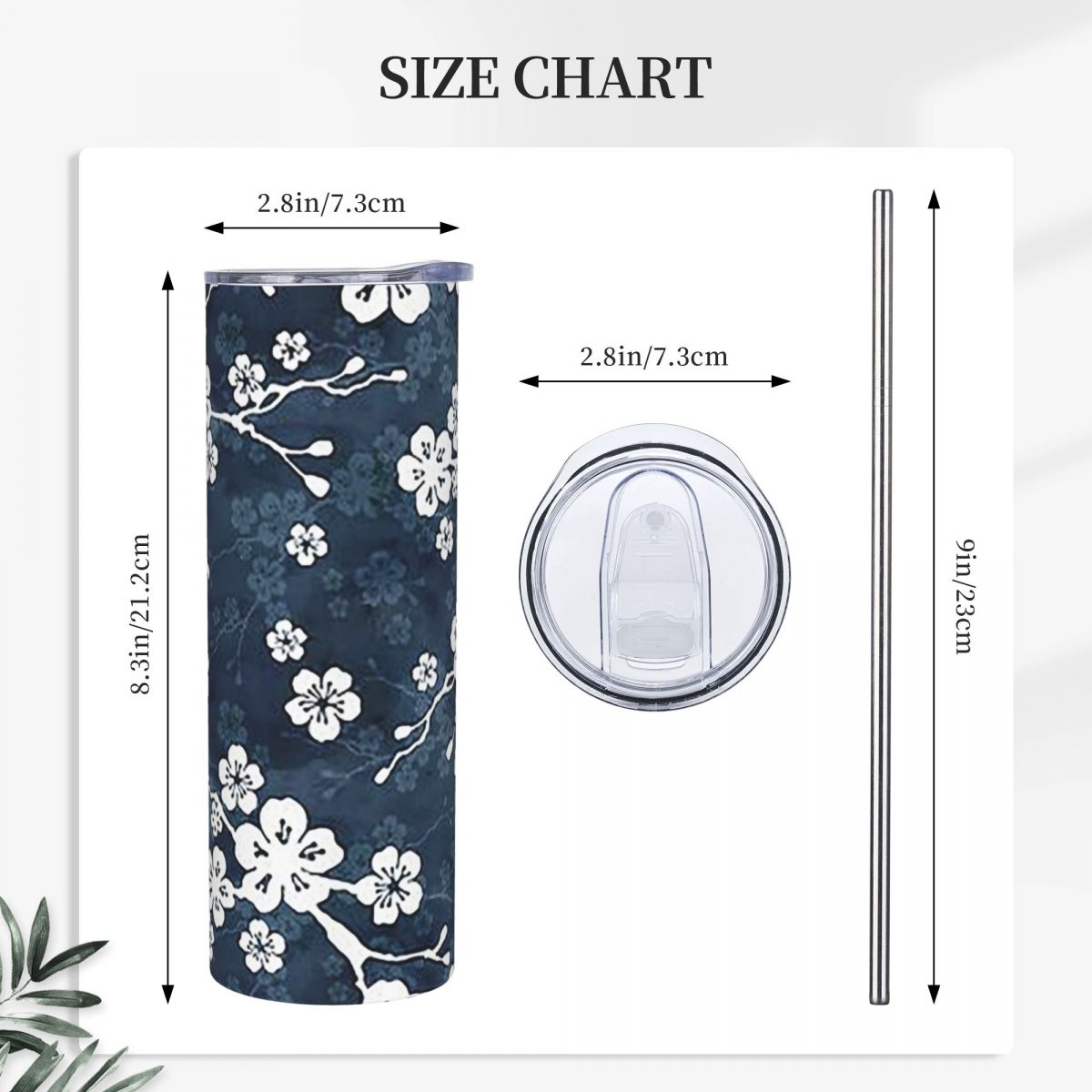 Navy And White Cherry Blossom  - Tumbler 20Oz White ulasan dan harga